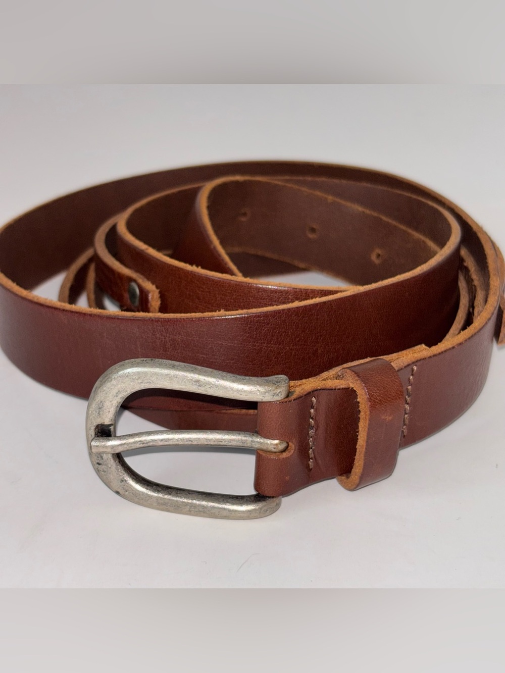 Garnet Hill Brown Leather Belt Womens M Western Boho Chic Made Italy